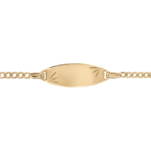 IDENTITE BB GOURMETTE OVALE 15/13CM DIMANTE ETOILE PLAQUÉ OR