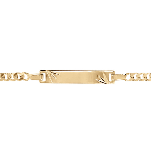 IDENTITE ENFANT PLAQUÉ OR GOURMETTE PLAQUE DROITE  DIAMANTE ETOILE 14+2CM