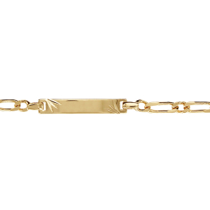 IDENTITE ENFANT 1+1 PLAQUÉ OR PLAQUE DROITE DIAMANTE ETOILE 14+2CM
