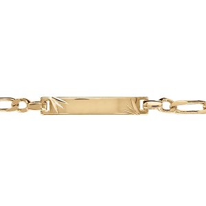 IDENTITE ENFANT 1+1 PLAQUÉ OR PLAQUE DROITE DIAMANTE ETOILE 14+2CM