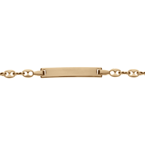 IDENTITE ENFANT PLAQUÉ OR DROITE MAILLE GRAIN DE CAFE FERMOIR MOUSQUETON 13CM + 2CM