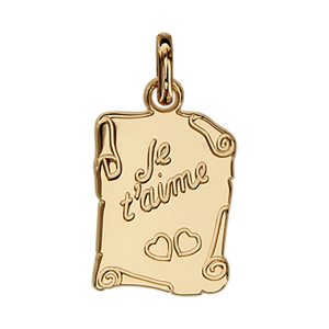 PENDENDIF PLAQUÉ OR PARCHEMIN JE T'AIME