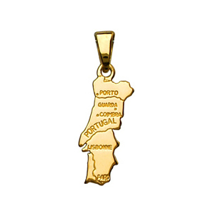PENDENTIF CARTE PORTUGAL PLAQUÉ OR