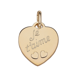 PENDENTIF PLAQUÉ OR COEUR   JE T'AIME