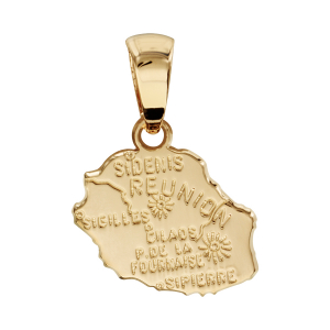 PENDENTIF CARTE REUNION PLAQUÉ OR