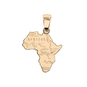 PENDENTIF CARTE AFRIQUE PLAQUÉ OR