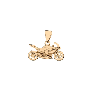 PENDENTIF MOTO DE ROUTE PLAQUÉ OR