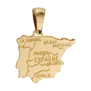 PENDENTIF PLAQUÉ OR CARTE ESPAGNE
