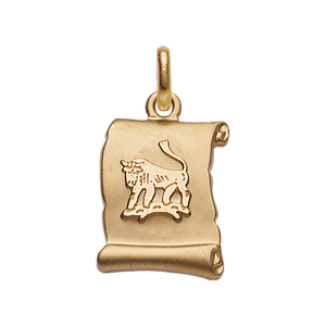 PENDENTIF ZODIAQUE PARCHEMIN TAUREAU  PLAQUÉ OR BRILLANT FOND SABLE