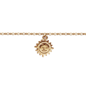CHAINE CHEVILLE PENDENTIF SOLEIL PLAQUÉ OR 25CM REGLABLE 22CM