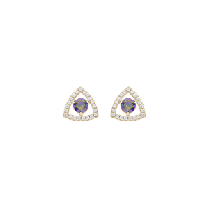 BOUCLES D'OREILLES TIGE  PLAQUÉ OR OXYDE ARC EN CIEL MYSTIQUE CONTOUR OXYDES BLANCS SERTIS