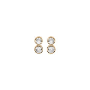 BOUCLES D'OREILLES TIGE PLAQUÉ OR 2 OXYDES BLANCS SERTIS CLOS