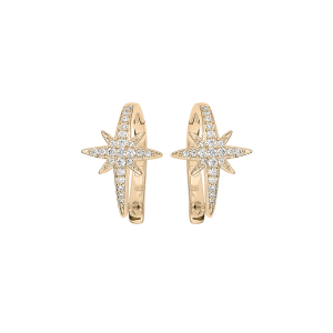 BOUCLES D'OREILLES PLAQUÉ OR ETOILE OXYDE BLANC SERTI