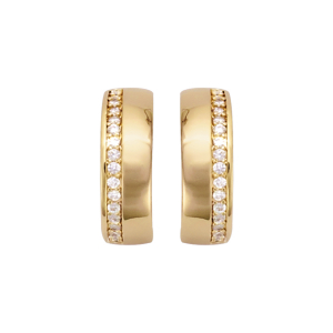 BOUCLES D'OREILLES TIGE PLAQUÉ OR DEMI CREOLE OXYDES BLANCS SERTIS
