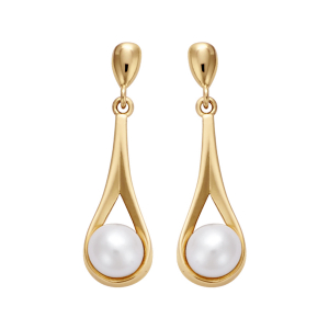 BOUCLES D'OREILLES TIGE PLAQUÉ OR GOUTTE PERLE BLANCHE DE CULTURE D'EAU DOUCE