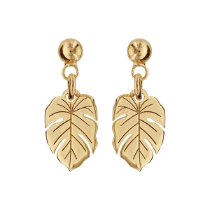 BOUCLES D'OREILLES TIGE PLAQUÉ OR FEUILLE BANANIER