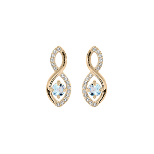 BOUCLES D'OREILLES TIGE PLAQUÉ OR INFINI TOPAZE VERITABLE ET OXYDES BLANCS SERTIS