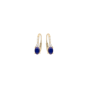 BOUCLES D'OREILLES DORMEUSE PLAQUÉ OR OXYDES BLEU ET BLANCS SERTIS