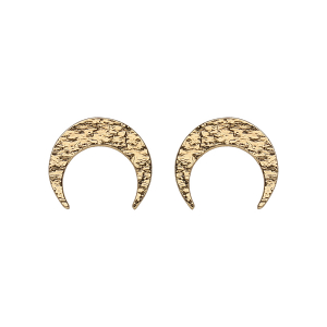 BOUCLES D'OREILLES TIGE PLAQUÉ OR CROISSANT DE LUNE MARTELE