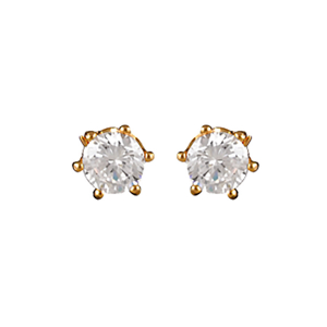 BOUCLES D'OREILLES PLAQUÉ OR CLOU 6 GRIFFES OZ  5 MM