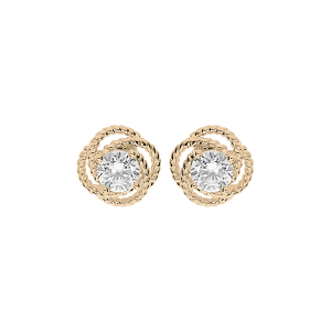 BOUCLES D'OREILLES TIGE PLAQUÉ OR NOEUD D'AMOUR OXYDE BLANC