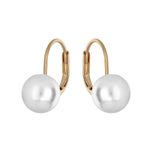 BOUCLES D'OREILLES PLAQUÉ OR DORMEUSE PERLE IMITATION 8MM BLANCHE