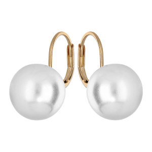 BOUCLES D'OREILLES PLAQUÉ OR DORMEUSE PERLE IMITATION 12MM BLANCHE