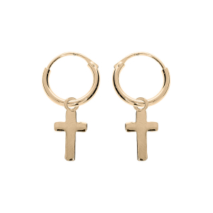 CRÉOLES PLAQUÉ OR PAMPILLE CROIX