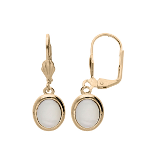 BOUCLES D'OREILLES DORMEUSE PLAQUÉ OR NACRE VÉRITABLE