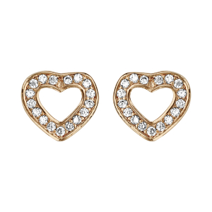 BOUCLES D'OREILLES TIGE PLAQUÉ OR COEUR + PIERRES BLANCHES