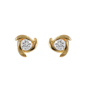 BOUCLES D'OREILLES TIGE PLAQUÉ OR PIERRE RONDE BLANCHE