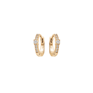 CREOLES PLAQUÉ OR 11MM PAVÉ OXYDES BLANCS SERTIS