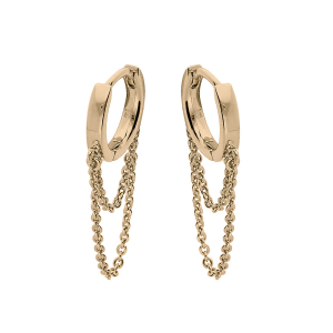 CREOLES PLAQUÉ OR 12MM DOUBLE CHAINETTE PENDANTE