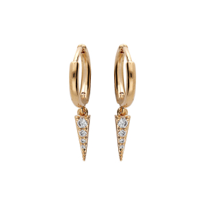 CRÉOLES PLAQUÉ OR ARTICULÉES PAMPILLE FORME POINTE OXYDES BLANCS SERTIS