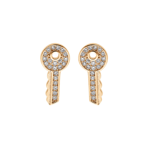 BOUCLES D'OREILLES TIGE PLAQUÉ OR CLEF OXYDES BLANCS SERTIS