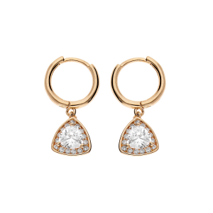 CRÉOLES PLAQUÉ OR ARTICULÉE PAMPILLE OXYDE BLANC SERTI CLOS