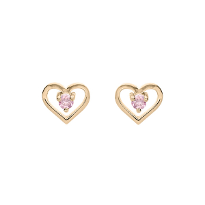 BOUCLES D'OREILLES TIGE PLAQUÉ OR COEUR OXYDE ROSE