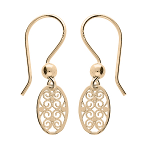 BOUCLES D'OREILLES PLAQUÉ OR CROCHET FILIGRANE OVALE
