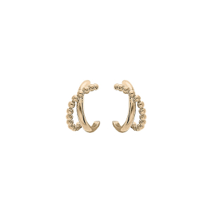 BOUCLES D'OREILLES PLAQUÉ OR CROISÉE LISSE ET BOULES