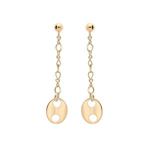 BOUCLES D'OREILLES TIGE PLAQUÉ OR GRAIN DE CAFÉ PENDANT