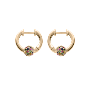 CRÉOLES PLAQUÉ OR ARTICULÉE BOULE OXYDES MULTI COULEURS