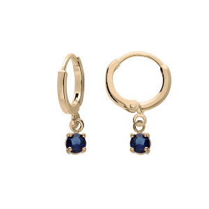 CRÉOLES PLAQUÉ OR ARTICULÉE PAMPILLE OXYDE BLEU FONCÉ SERTI