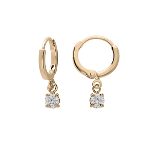 CRÉOLES PLAQUÉ OR ARTICULÉE PAMPILLE OXYDE BLANC SERTI