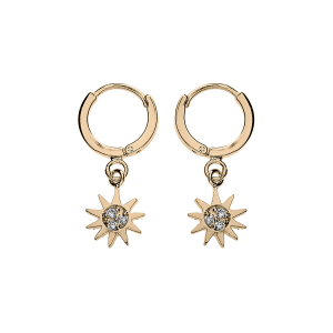 CRÉOLES PLAQUÉ OR PAMPILLE SOLEIL OXYDES BLANCS SERTIS