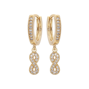 CRÉOLES PLAQUÉ OR  AVEC PAMPILLE INFINI OXYDES BLANCS SERTIS