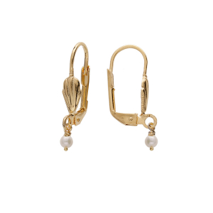 BOUCLES D'OREILLES PLAQUÉ OR DORMEUSE PERLE DE CULTURE D'EAU DOUCE 3MM