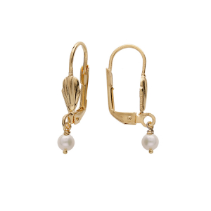 BOUCLES D'OREILLES PLAQUÉ OR DORMEUSE PERLE DE CULTURE D'EAU DOUCE 4MM