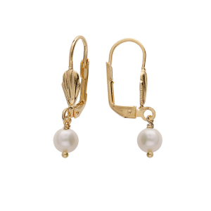 BOUCLES D'OREILLES PLAQUÉ OR DORMEUSE PERLE DE CULTURE D'EAU DOUCE 6MM
