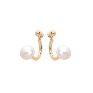 BOUCLES D'OREILLES TIGE PLAQUÉ OR PERLE DE CULTURE D'EAU DOUCE BLANCHE