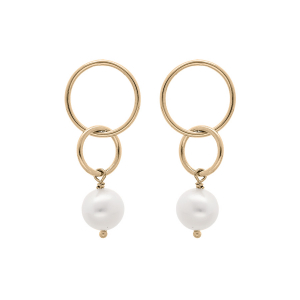 BOUCLES D'OREILLES TIGE PLAQUÉ OR 2 ANNEAUX ET PERLE DE CULTURE D'EAU DOUCE BLANCHE BOUCLES D'OREILLES TIGE PLAQUÉ OR 2 ANNEAUX ET PERLE DE CULTURE D'EAU DOUCE BLANCHE